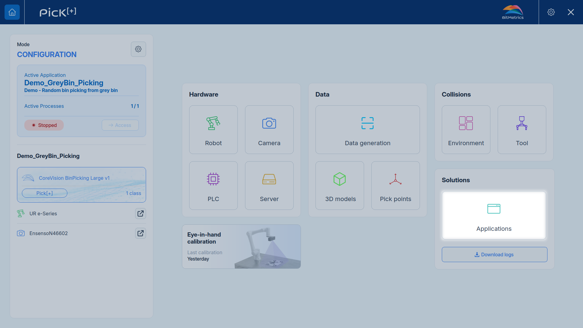 Applications screen